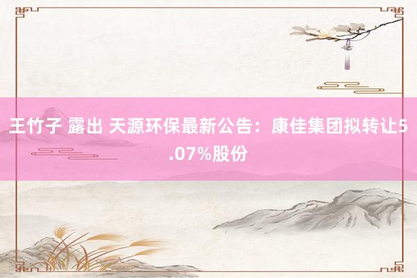 王竹子 露出 天源环保最新公告：康佳集团拟转让5.07%股份