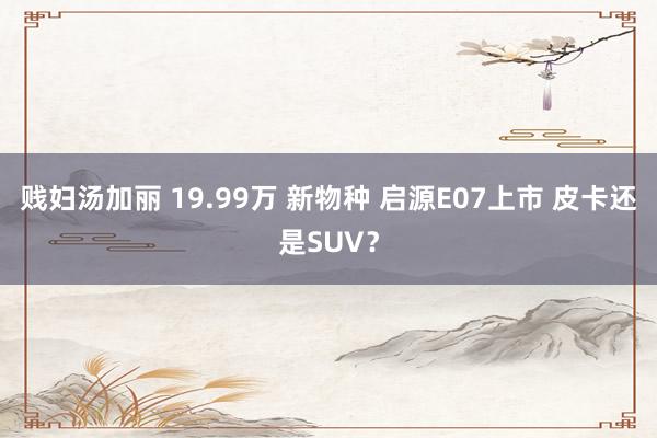 贱妇汤加丽 19.99万 新物种 启源E07上市 皮卡还是SUV?