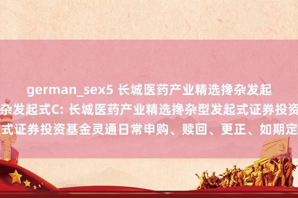 german_sex5 长城医药产业精选搀杂发起式A,长城医药产业精选搀杂发起式C: 长城医药产业精选搀杂型发起式证券投资基金灵通日常申购、赎回、更正、如期定额投资业务的公告