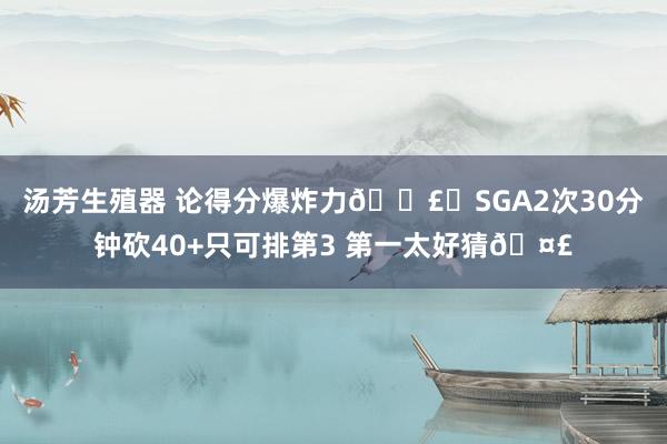 汤芳生殖器 论得分爆炸力💣️SGA2次30分钟砍40+只可排第3 第一太好猜🤣