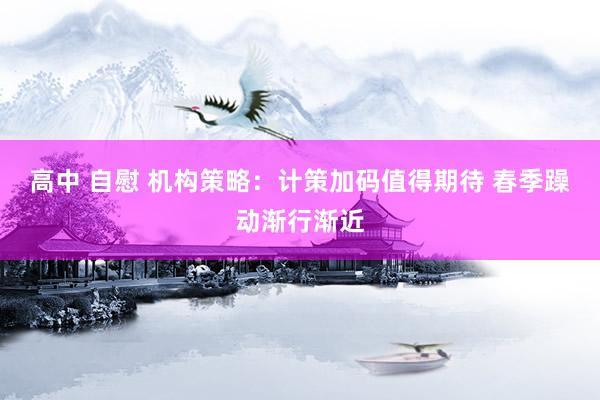 高中 自慰 机构策略：计策加码值得期待 春季躁动渐行渐近