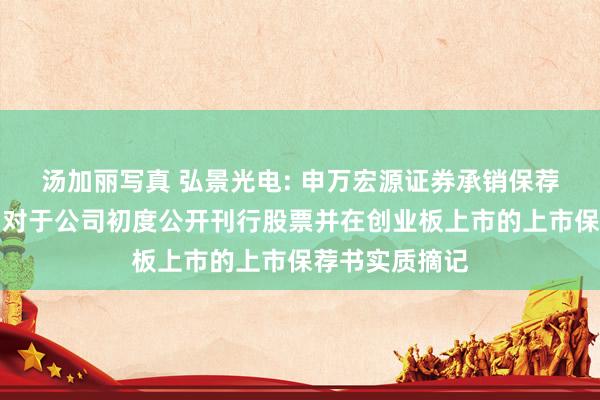汤加丽写真 弘景光电: 申万宏源证券承销保荐有限连累公司对于公司初度公开刊行股票并在创业板上市的上市保荐书实质摘记