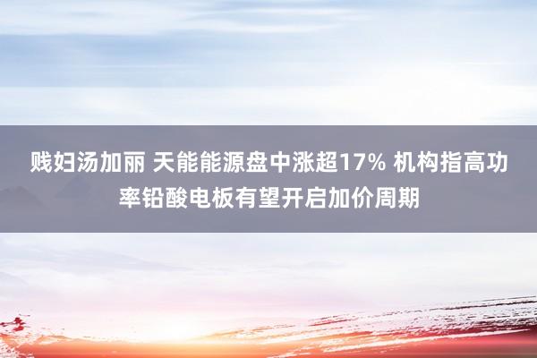 贱妇汤加丽 天能能源盘中涨超17% 机构指高功率铅酸电板有望开启加价周期