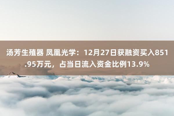 汤芳生殖器 凤凰光学：12月27日获融资买入851.95万元，占当日流入资金比例13.9%