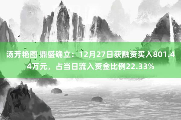 汤芳艳图 鼎盛确立：12月27日获融资买入801.44万元，占当日流入资金比例22.33%