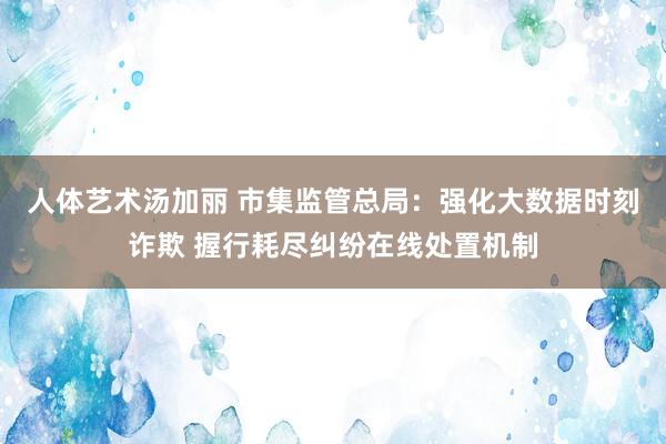 人体艺术汤加丽 市集监管总局：强化大数据时刻诈欺 握行耗尽纠纷在线处置机制