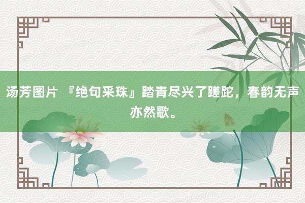 汤芳图片 『绝句采珠』踏青尽兴了蹉跎，春韵无声亦然歌。
