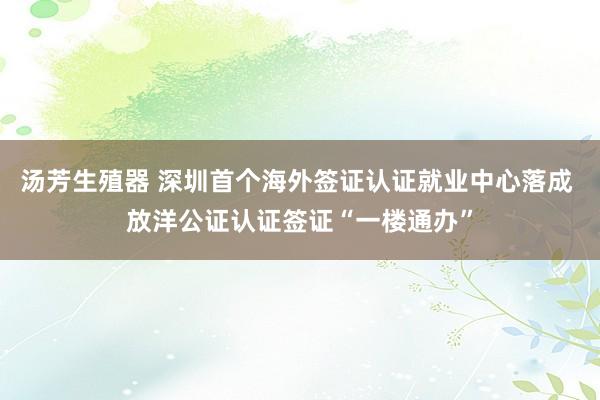 汤芳生殖器 深圳首个海外签证认证就业中心落成 放洋公证认证签证“一楼通办”