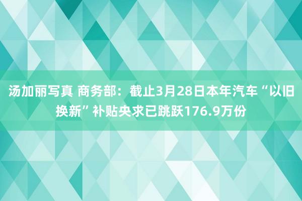汤加丽写真 商务部：截止3月28日本年汽车“以旧换新”补贴央求已跳跃176.9万份