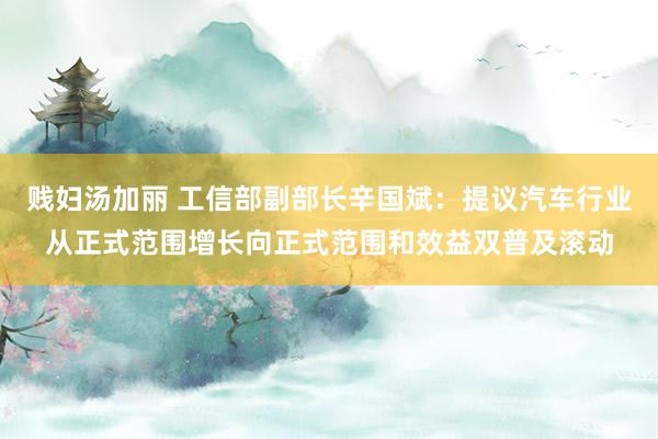 贱妇汤加丽 工信部副部长辛国斌：提议汽车行业从正式范围增长向正式范围和效益双普及滚动