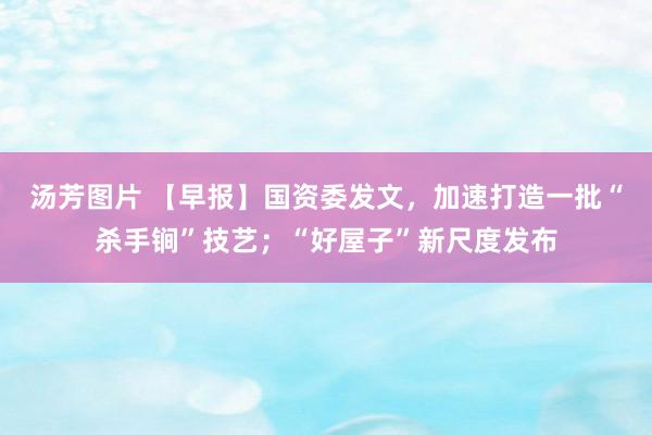 汤芳图片 【早报】国资委发文，加速打造一批“杀手锏”技艺；“好屋子”新尺度发布