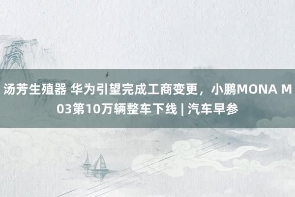汤芳生殖器 华为引望完成工商变更，小鹏MONA M03第10万辆整车下线 | 汽车早参