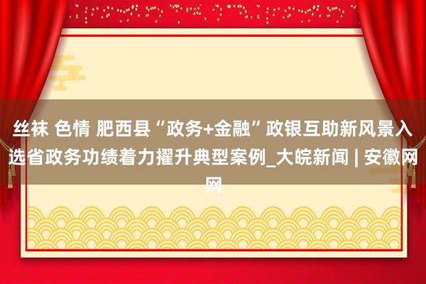 丝袜 色情 肥西县“政务+金融”政银互助新风景入选省政务功绩着力擢升典型案例_大皖新闻 | 安徽网