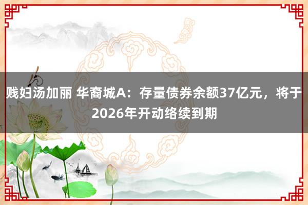 贱妇汤加丽 华裔城A：存量债券余额37亿元，将于2026年开动络续到期