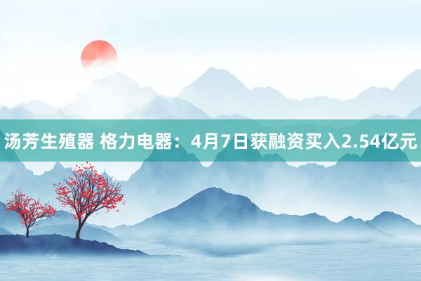 汤芳生殖器 格力电器：4月7日获融资买入2.54亿元