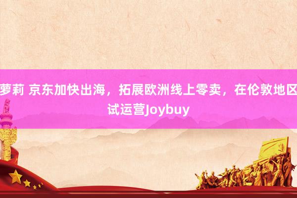 萝莉 京东加快出海，拓展欧洲线上零卖，在伦敦地区试运营Joybuy