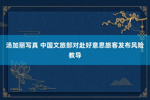 汤加丽写真 中国文旅部对赴好意思旅客发布风险教导
