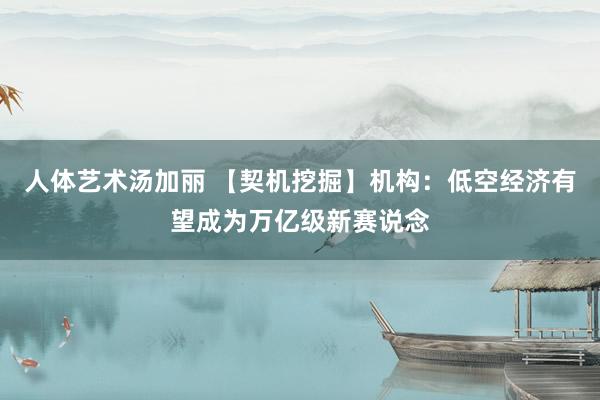 人体艺术汤加丽 【契机挖掘】机构：低空经济有望成为万亿级新赛说念
