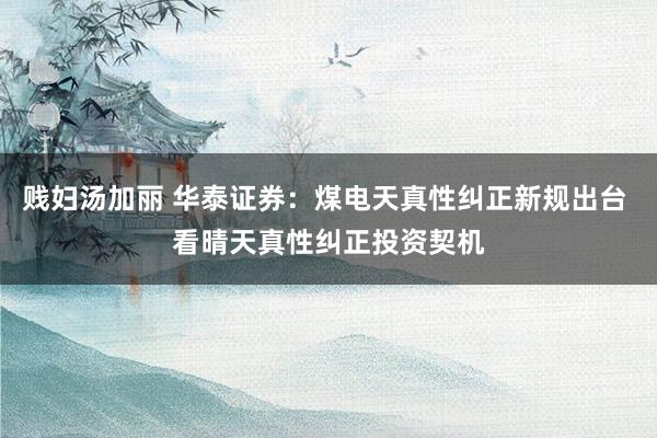 贱妇汤加丽 华泰证券：煤电天真性纠正新规出台 看晴天真性纠正投资契机