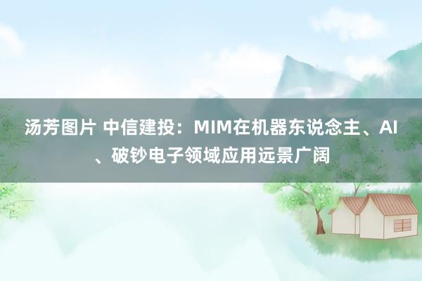 汤芳图片 中信建投：MIM在机器东说念主、AI、破钞电子领域应用远景广阔