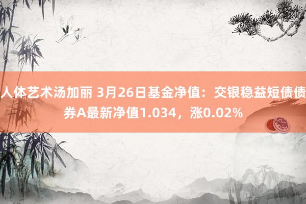 人体艺术汤加丽 3月26日基金净值：交银稳益短债债券A最新净值1.034，涨0.02%