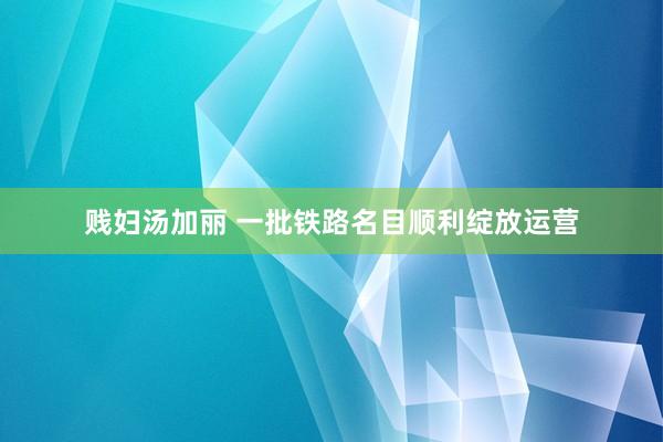 贱妇汤加丽 一批铁路名目顺利绽放运营