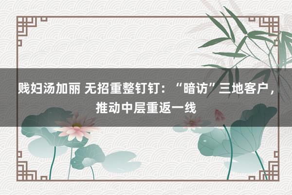 贱妇汤加丽 无招重整钉钉：“暗访”三地客户，推动中层重返一线