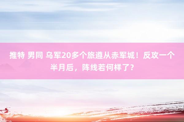 推特 男同 乌军20多个旅遵从赤军城！反攻一个半月后，阵线若何样了？