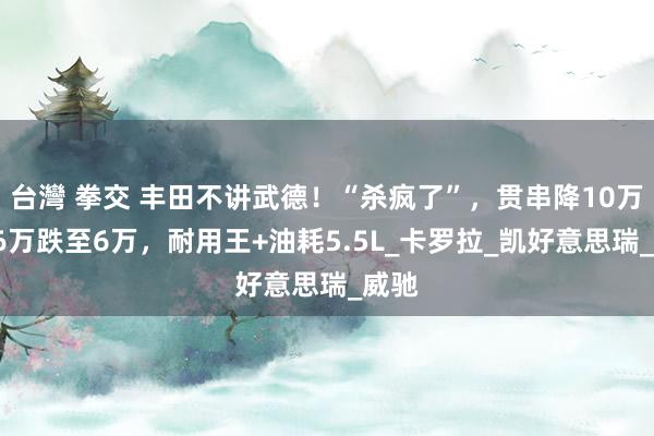 台灣 拳交 丰田不讲武德！“杀疯了”，贯串降10万，16万跌至6万，耐用王+油耗5.5L_卡罗拉_凯好意思瑞_威驰