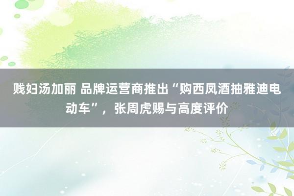 贱妇汤加丽 品牌运营商推出“购西凤酒抽雅迪电动车”，张周虎赐与高度评价