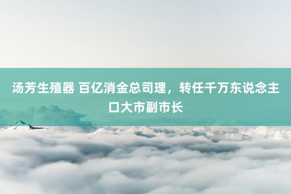 汤芳生殖器 百亿消金总司理，转任千万东说念主口大市副市长