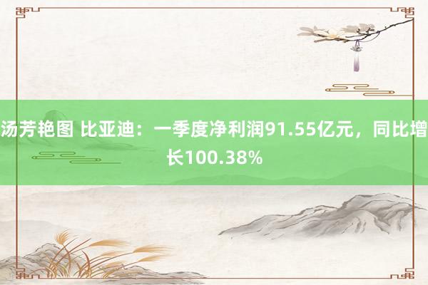 汤芳艳图 比亚迪：一季度净利润91.55亿元，同比增长100.38%